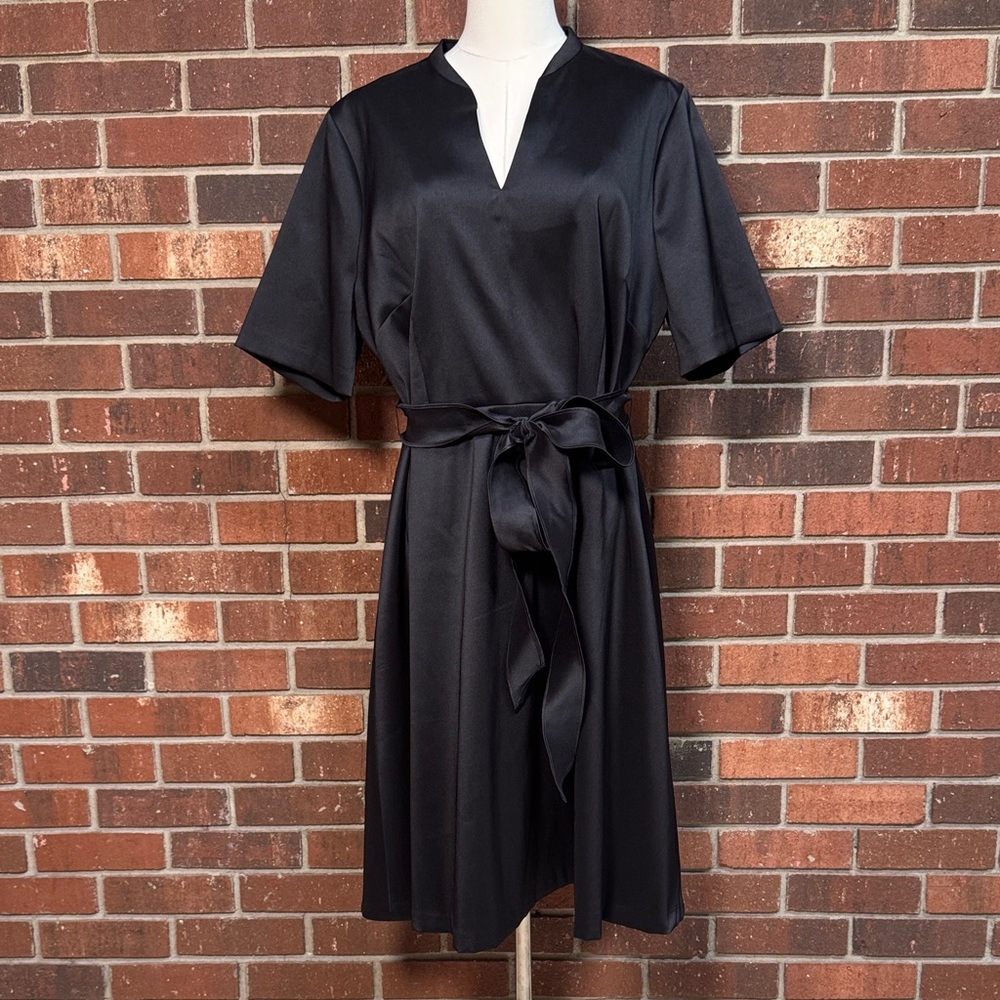 Preston & York Black Anita Mikado Dress Size 18